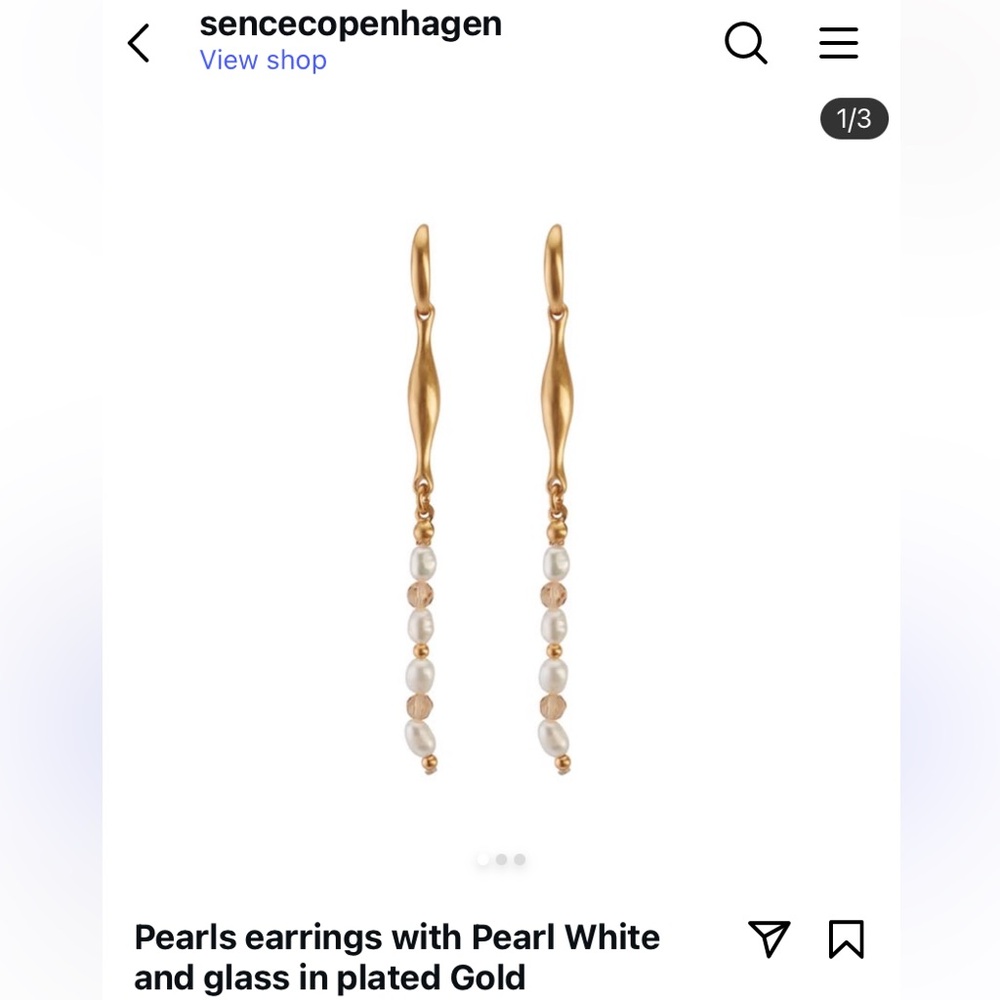 SENCE Copenhagen - Chic Gold and Pearl Dangle Earrings Black Friday sale🍎only1 - Picture 1 of 7